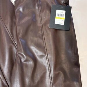 Halston Faux Leather Pants NWT - Chocolate Brown Women's Medium Glam Date Party